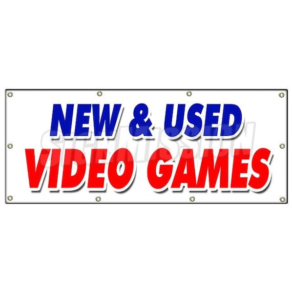 Signmission NEW AND USED VIDEO GAMES BANNER SIGN huge sale game retail store B-96 New And Used Video Games - main